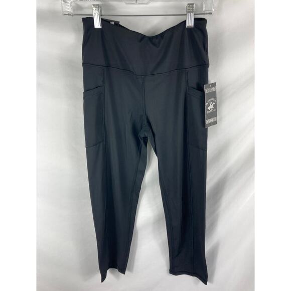 NWT Beverly Hills Polo Club Black Pocket Leggings Size Medium 22" - Picture 1 of 5